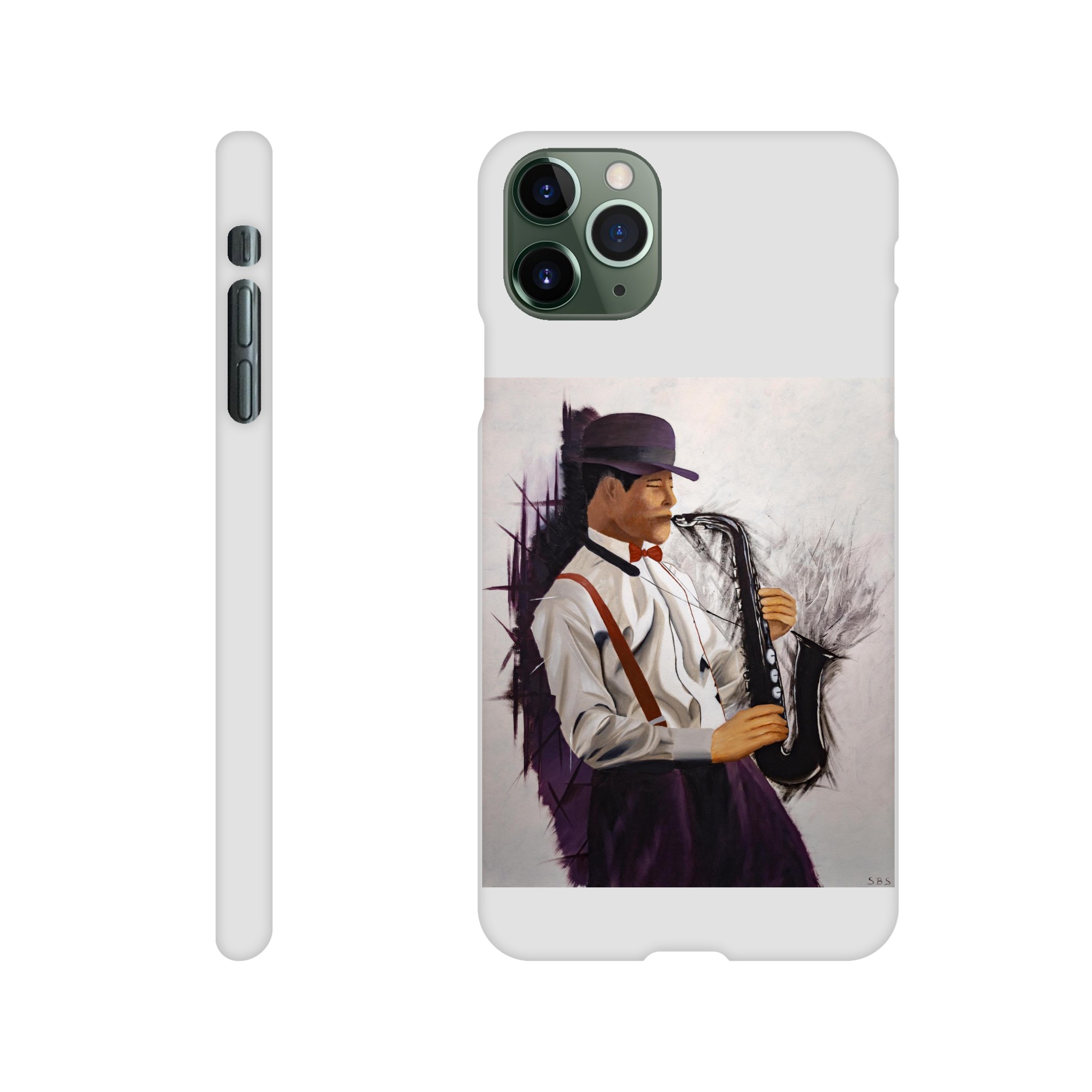 Coque Slim iPhone Éclats de musique, coque artistique inspirée d’un saxophoniste et des rythmes du jazz