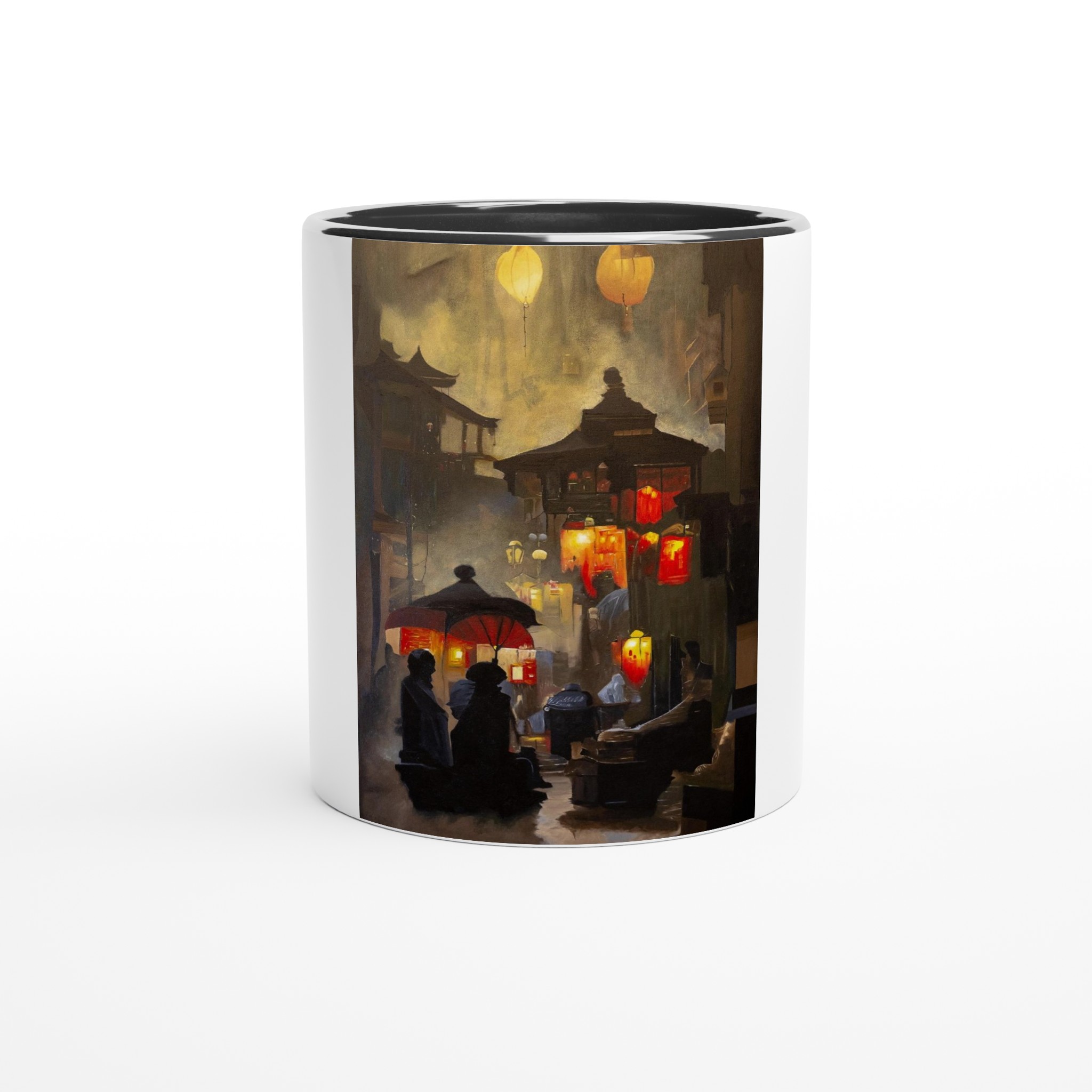 Mug céramique Ruelle de lumière, tasse design artistique avec intérieur coloré