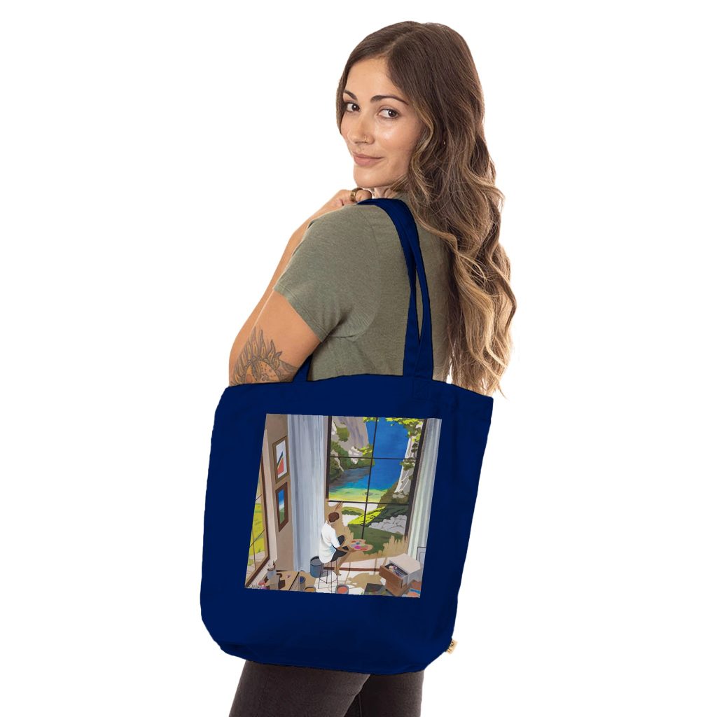 Sac fourre-tout bio Fenêtres de l’âme, tote bag artistique et écologique