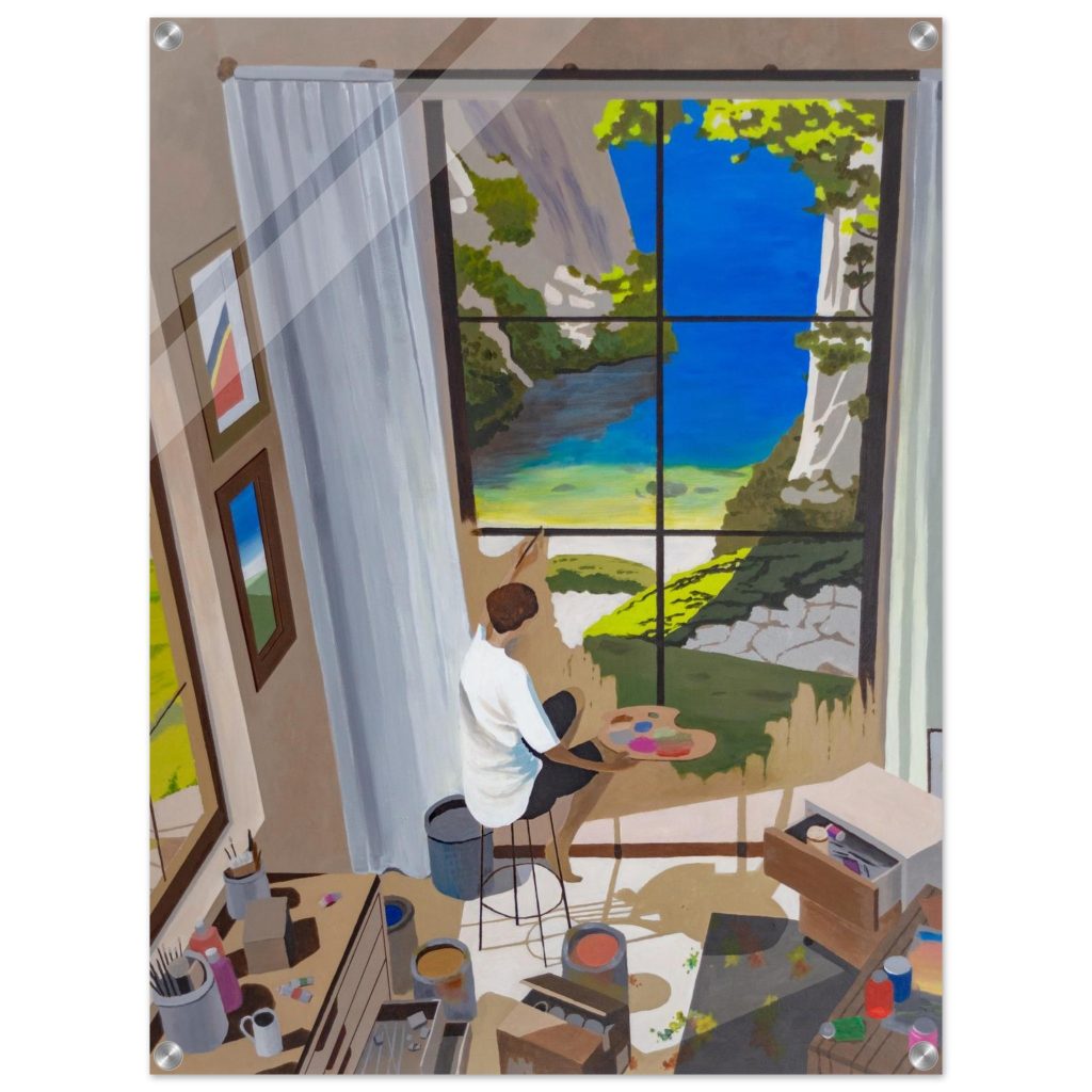 Tableau Plexiglas Fenêtres de l’âme par Sev, portrait contemporain lumineux et émotionnel