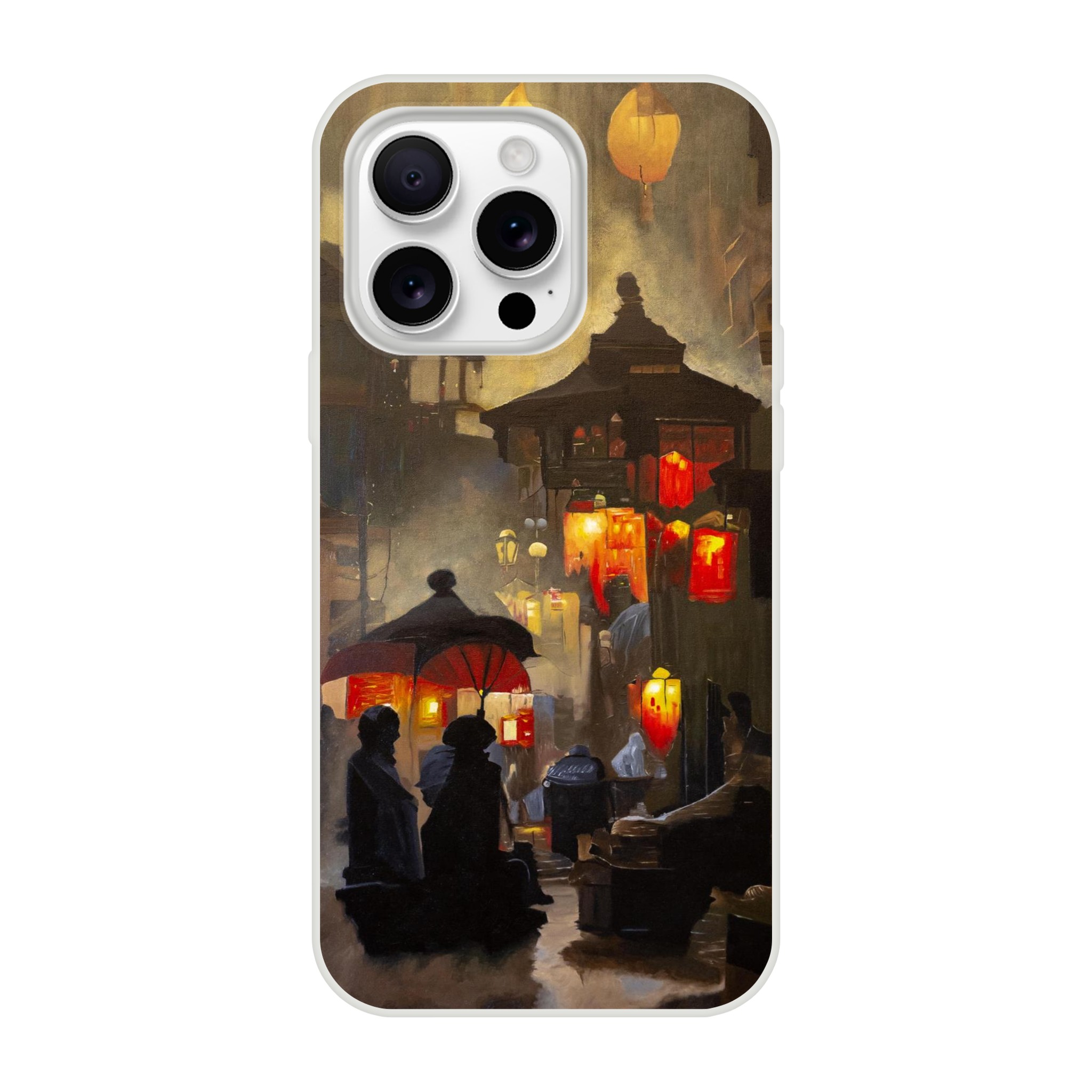 Coque flexible iPhone Ruelle de lumières, protection artistique pour smartphone