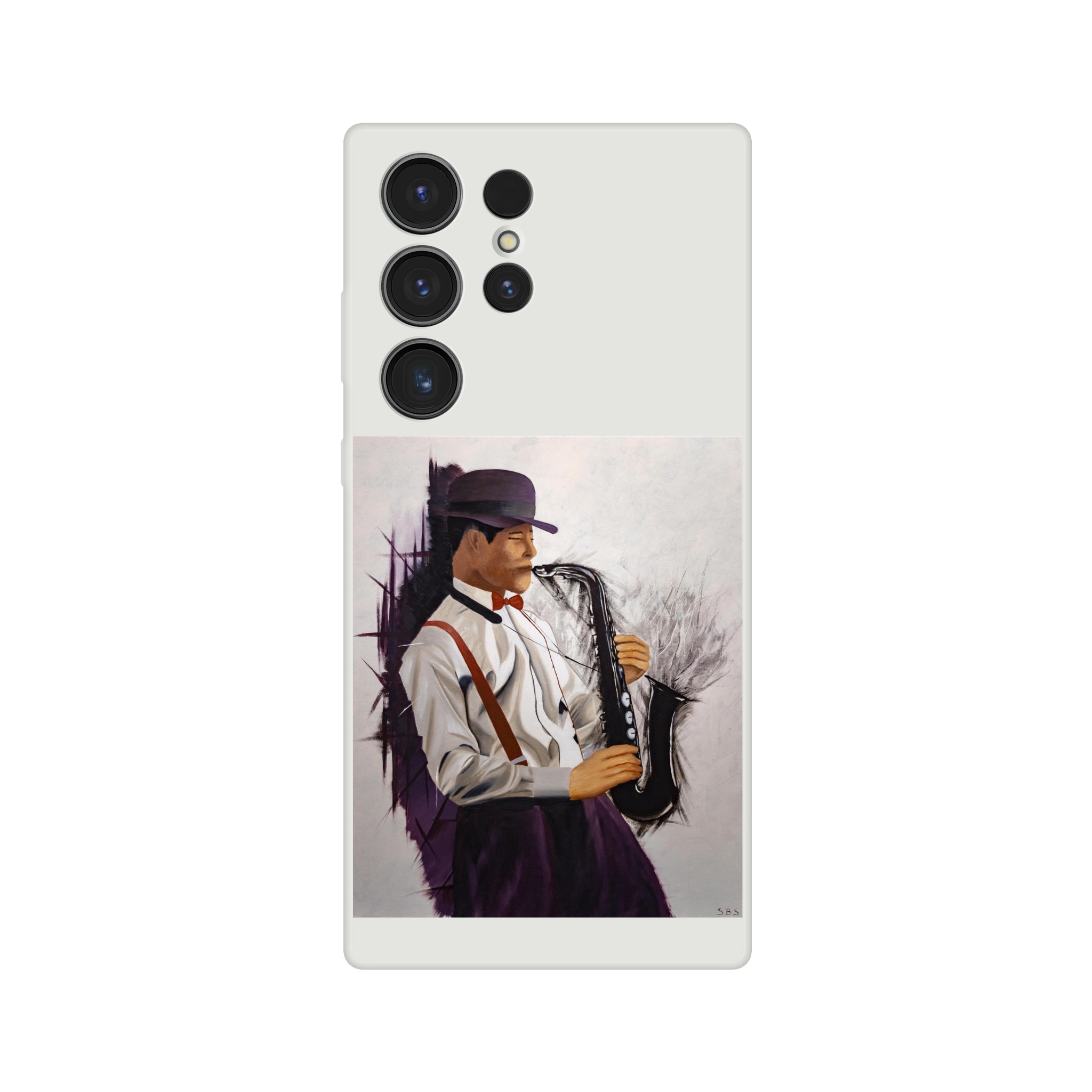 Coque Flexible Samsung Éclats de musique – design artistique jazz inspiré du tableau de Sev