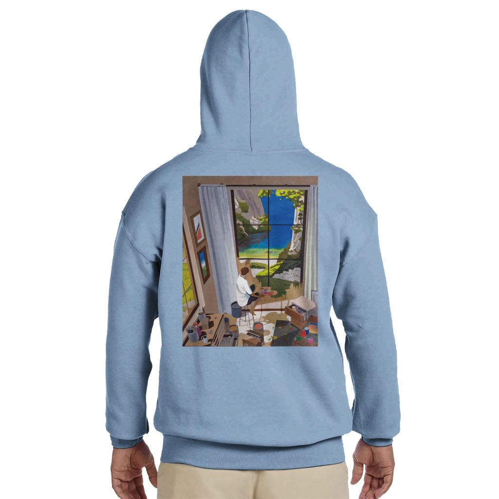 Sweat à capuche unisexe Fenêtres de l'âme – design artistique signé Sev