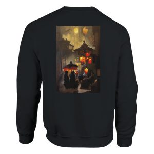 Sweat ras du cou Ruelle de lumières par Sev, design artistique inspiré des lumières nocturnes urbaines