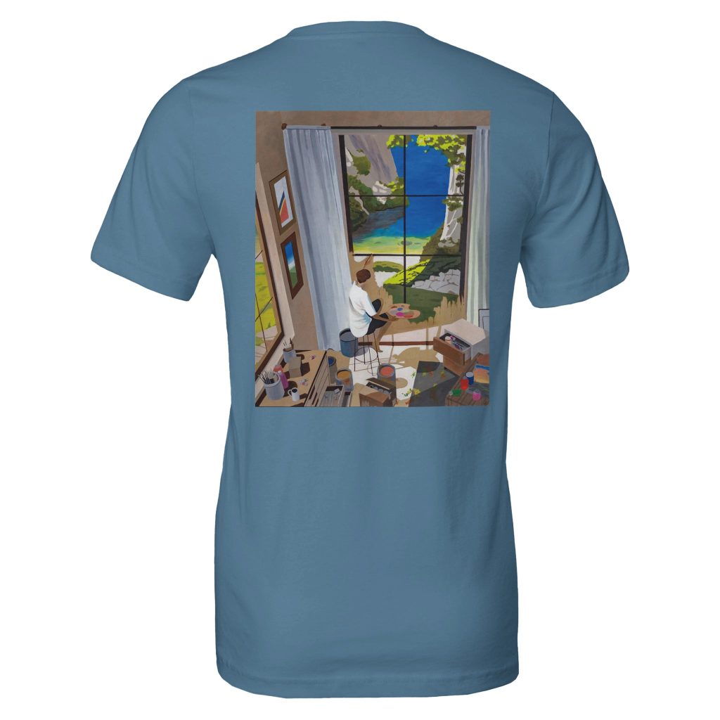T-shirt unisexe Fenêtres de l'âme par Sev, motif artistique représentant des fenêtres et des émotions humaines