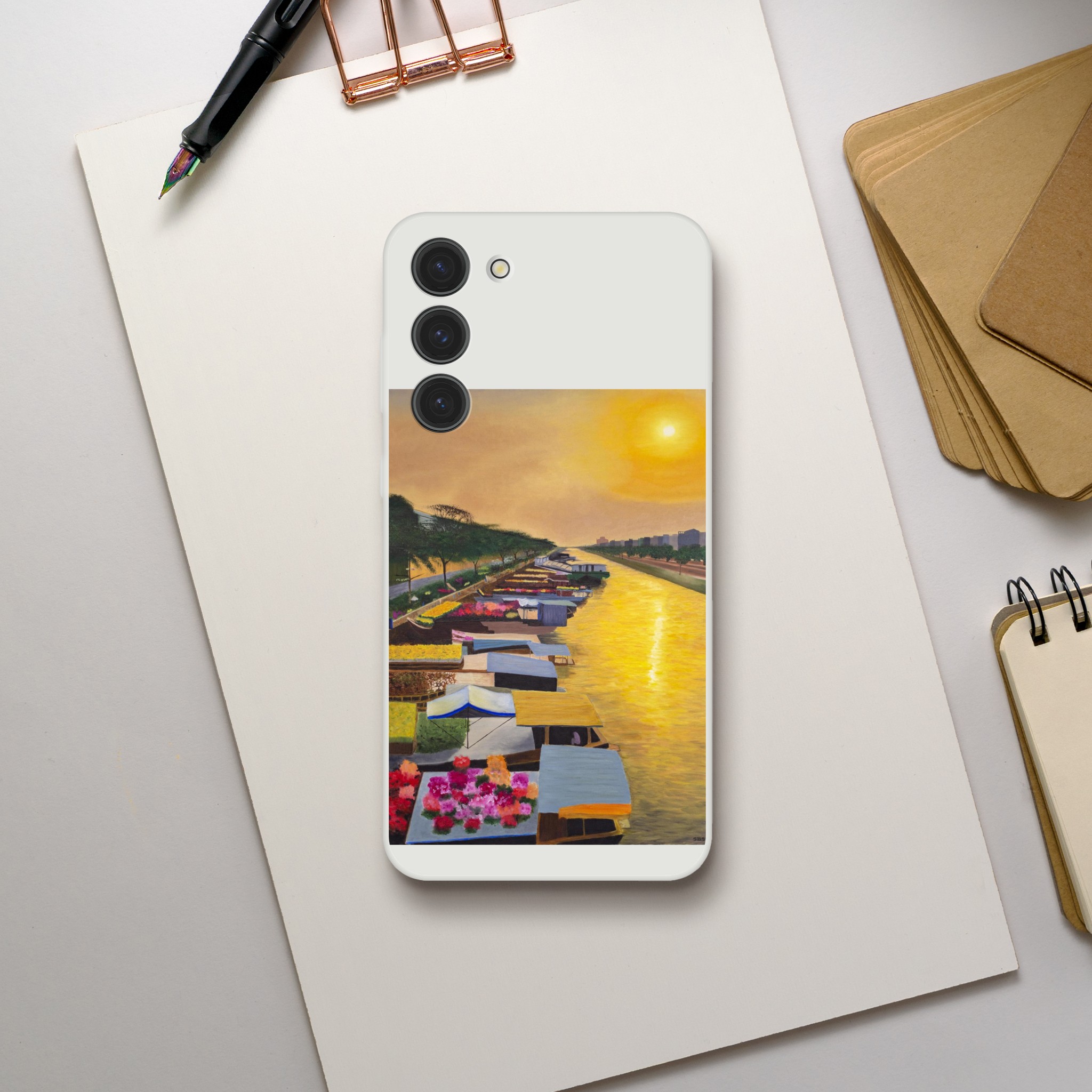 Coque Flexible Samsung Éveil sur le marché flottant – design artistique zen inspiré du tableau de Sev