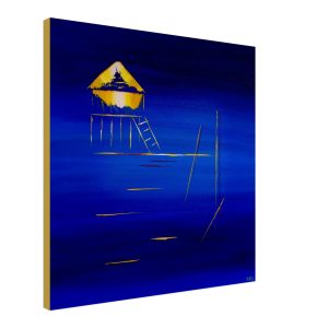 Toile imprimée Cabane Tchanquée – Minimalisme Atlantique par Sev, art minimaliste inspiré du Bassin d’Arcachon
