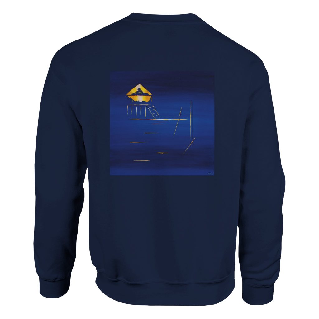 Sweat ras du cou Cabane Tchanquée – Minimalisme Atlantique par Sev, design artistique inspiré du littoral atlantique