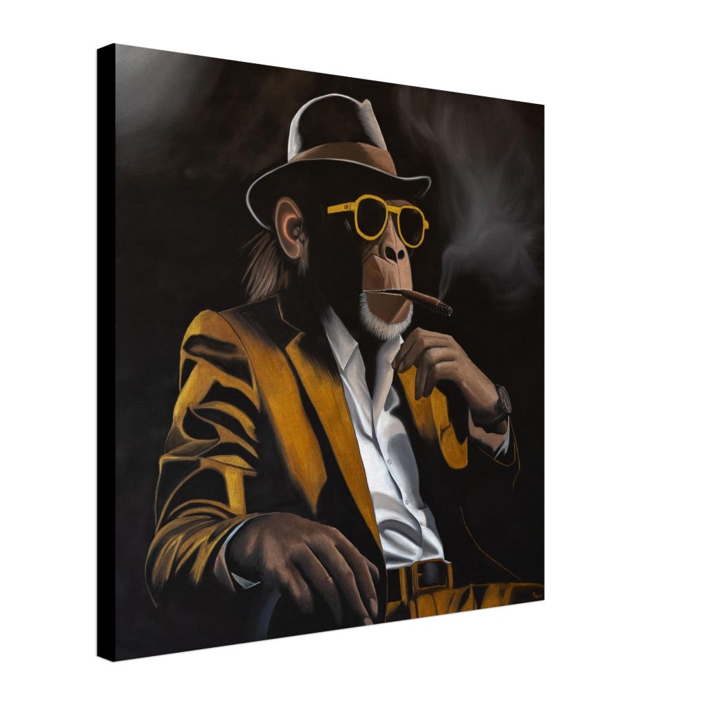 Toile imprimée L’homme ou la bête – Reproduction artistique de la peinture originale de Sev, symbolisant la dualité entre l’instinct et la raison