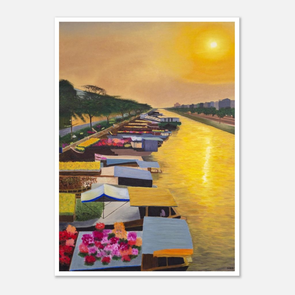 Poster premium Éveil sur le Marché Flottant – vue générale