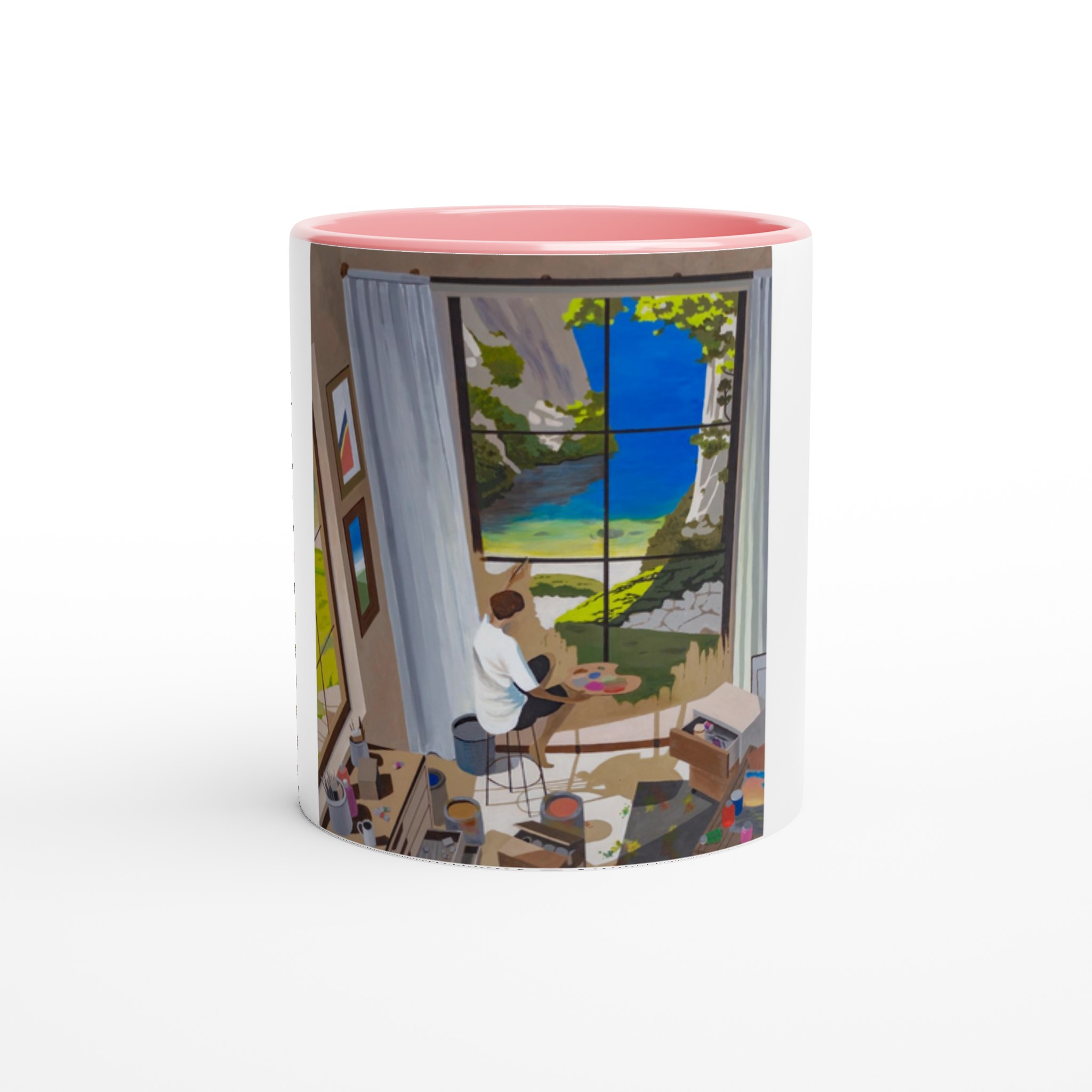 Mug céramique Fenêtres de l’âme, tasse design artistique avec intérieur coloré