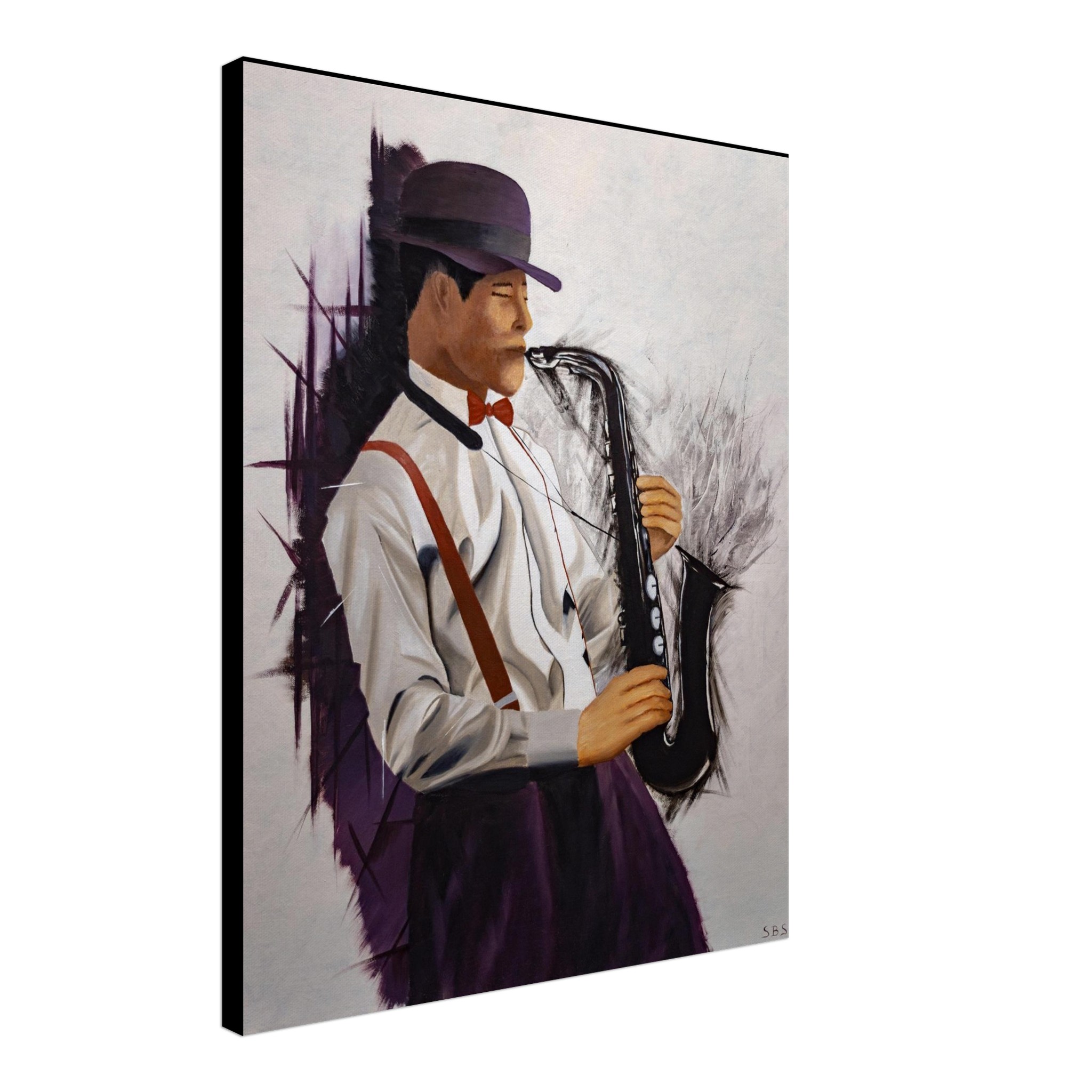 Toile imprimée Éclats de Musique – saxophoniste en peinture