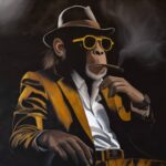Reproduction d’œuvre d’art – L'homme ou la bête – chimpanzé en costume