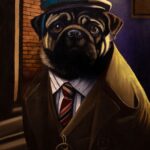 Tableau bouledogue ville – Perdu dans la ville